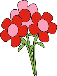 Clip art image of pink and red flower bouquet.