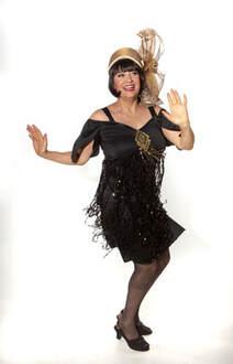 Performer Martina Mathisen dressed as a 1920's Flapper