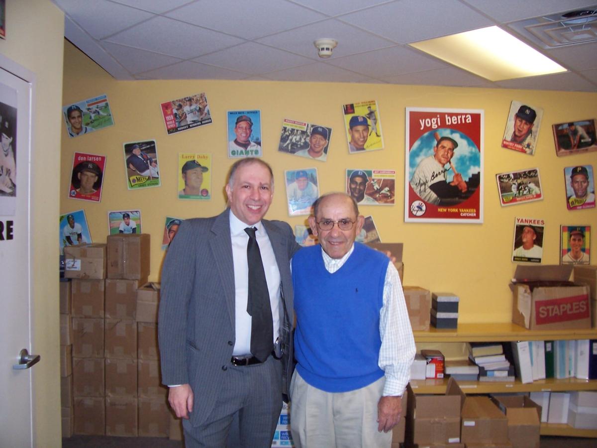 Image of presenter Evan Weiner and Yogi Berra