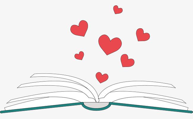 Open book with hearts coming out