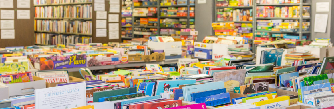 An image of many books in the library's sale