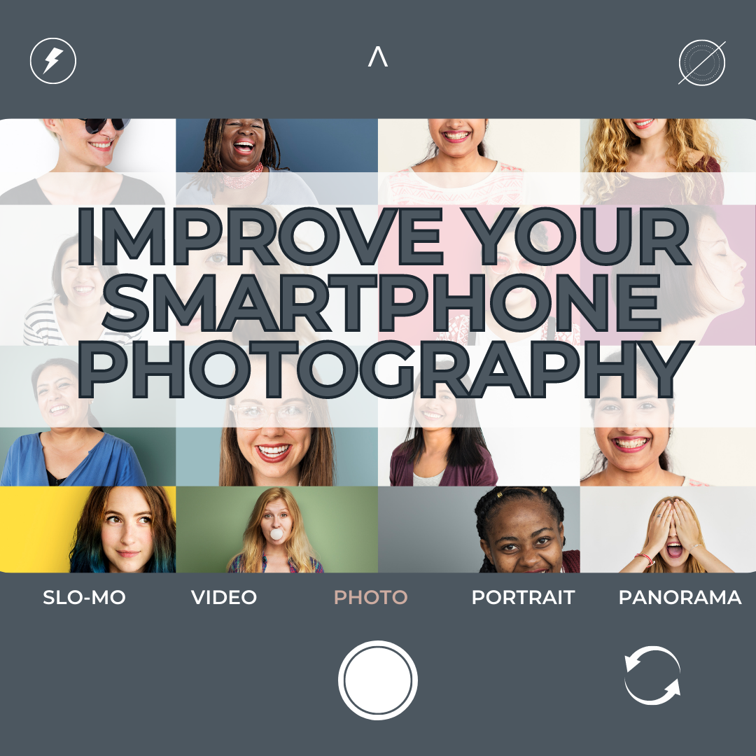 Image of a smartphone with text Improve your smartphone photography